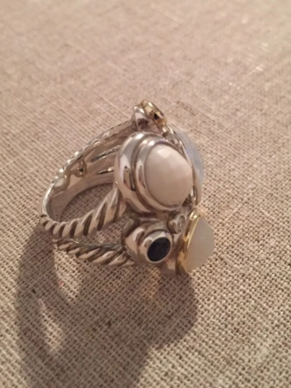 David Yurman | Ring | Sterling Silver Multi-Stone Oval Mosaic Ring with Diamonds - Picture 10 of 14